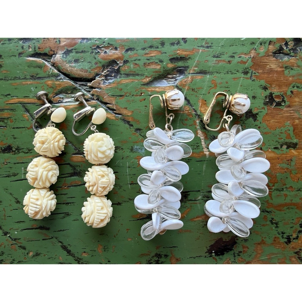 Vintage Clip On And Screwback Dangle Earrings Lot Of 2